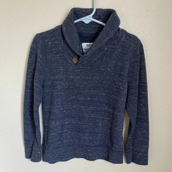 Old Navy 5T pull over blue knit cardigan / sweater with button accent - Picture 3 of 6